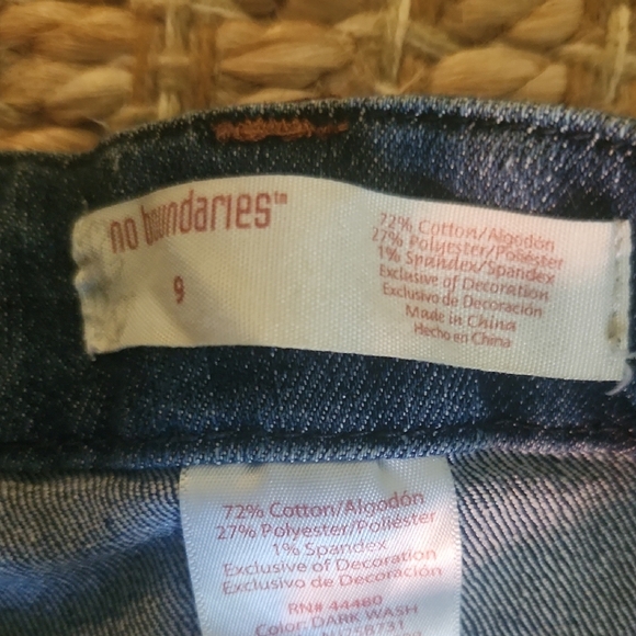 No Boundaries Blue Jean Shorts with White Floral Accents - Picture 2 of 4